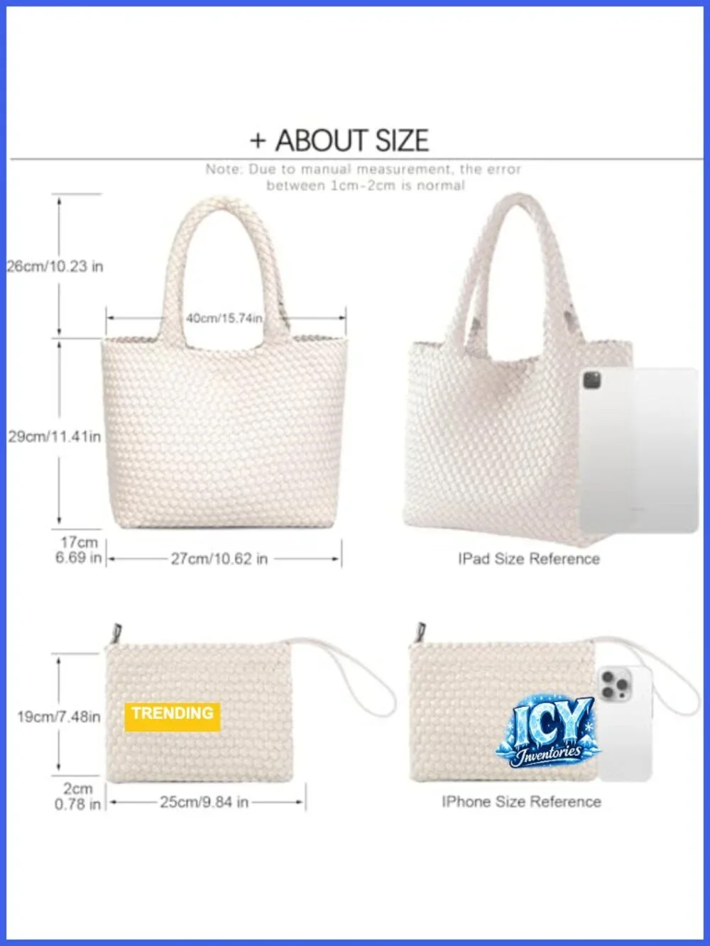 Faux Leather Woven Tote Bag Travel Handbag Shoulder Purse